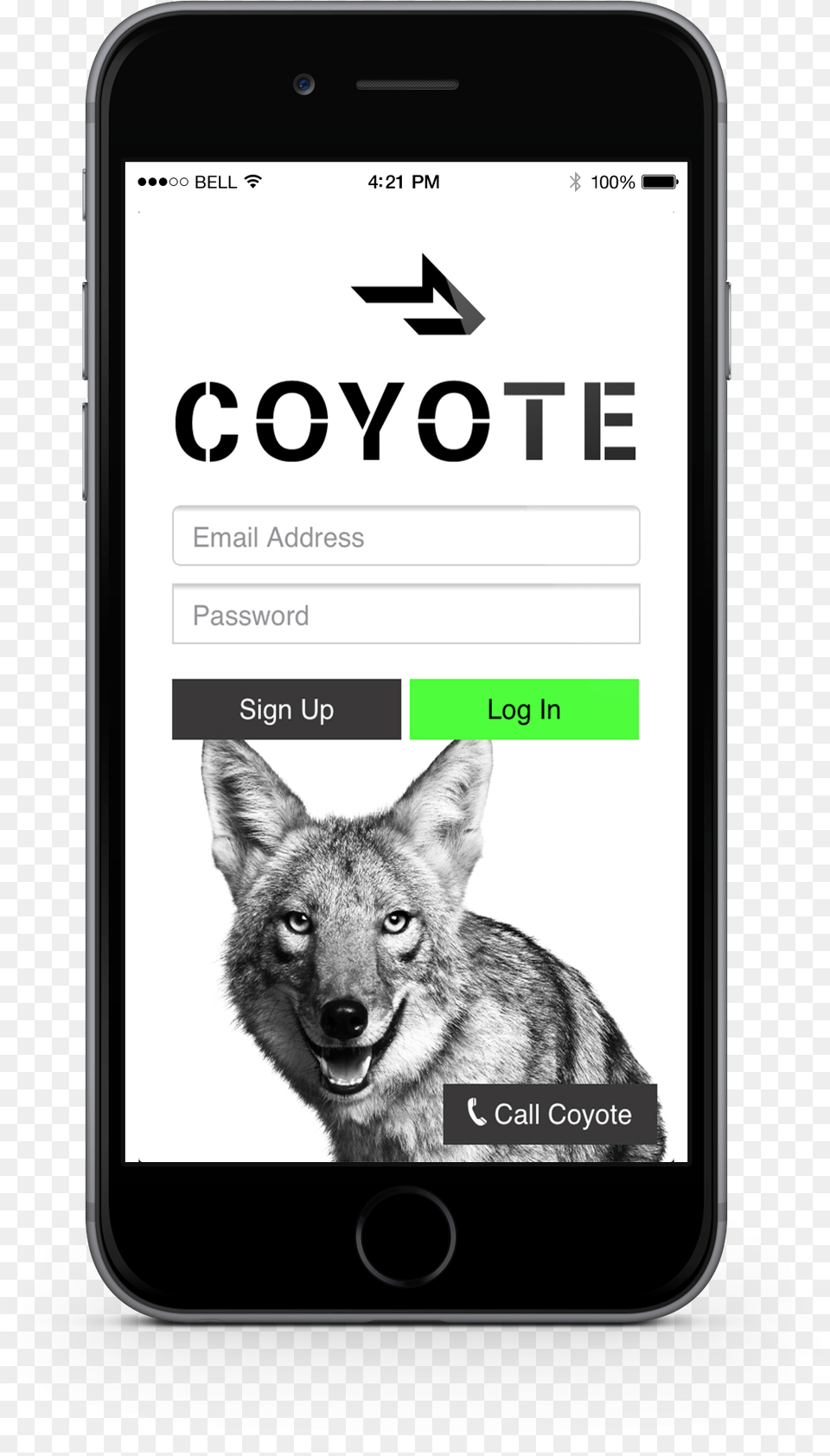 Iphone 6 Mockup Log In Screen Coyote Logistics App, Electronics, Phone, Animal, Canine Free Png