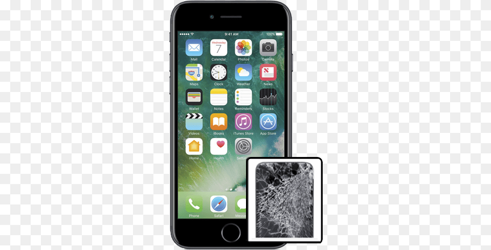 Iphone 7 Cracked Glass Screen Repair Iphone 7 Network Solution, Electronics, Mobile Phone, Phone Png Image