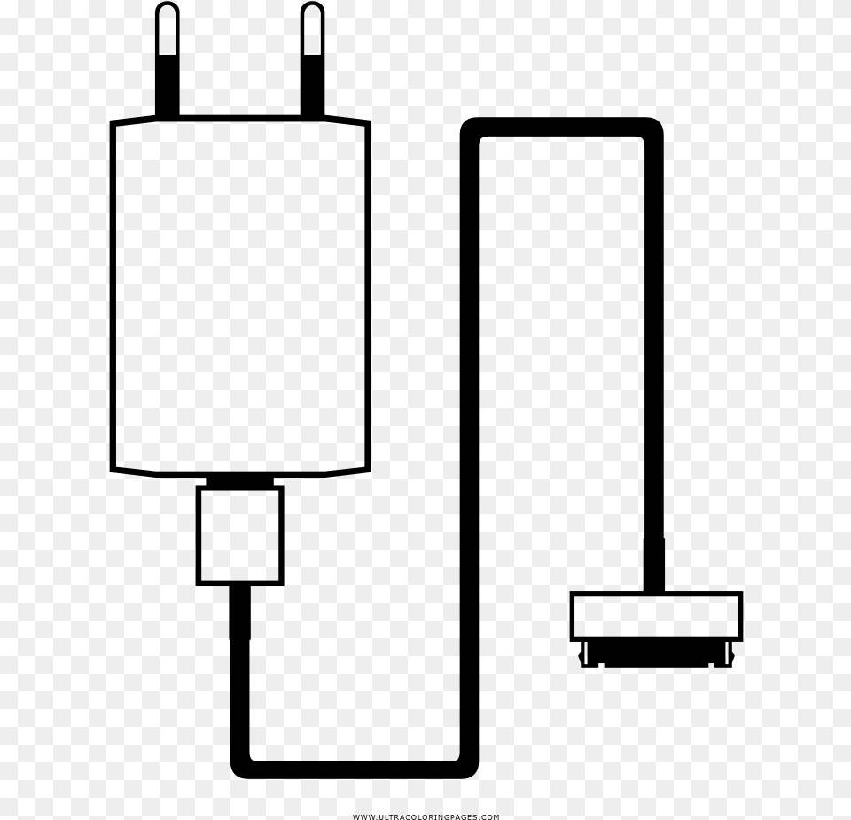 Iphone Charger Coloring, Gray Free Transparent Png