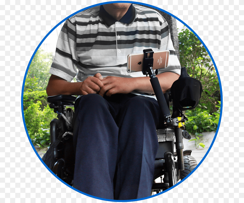 Iphone Clamp Mount Wheelchair Iphone Holder, Chair, Furniture, Adult, Male Free Png Download