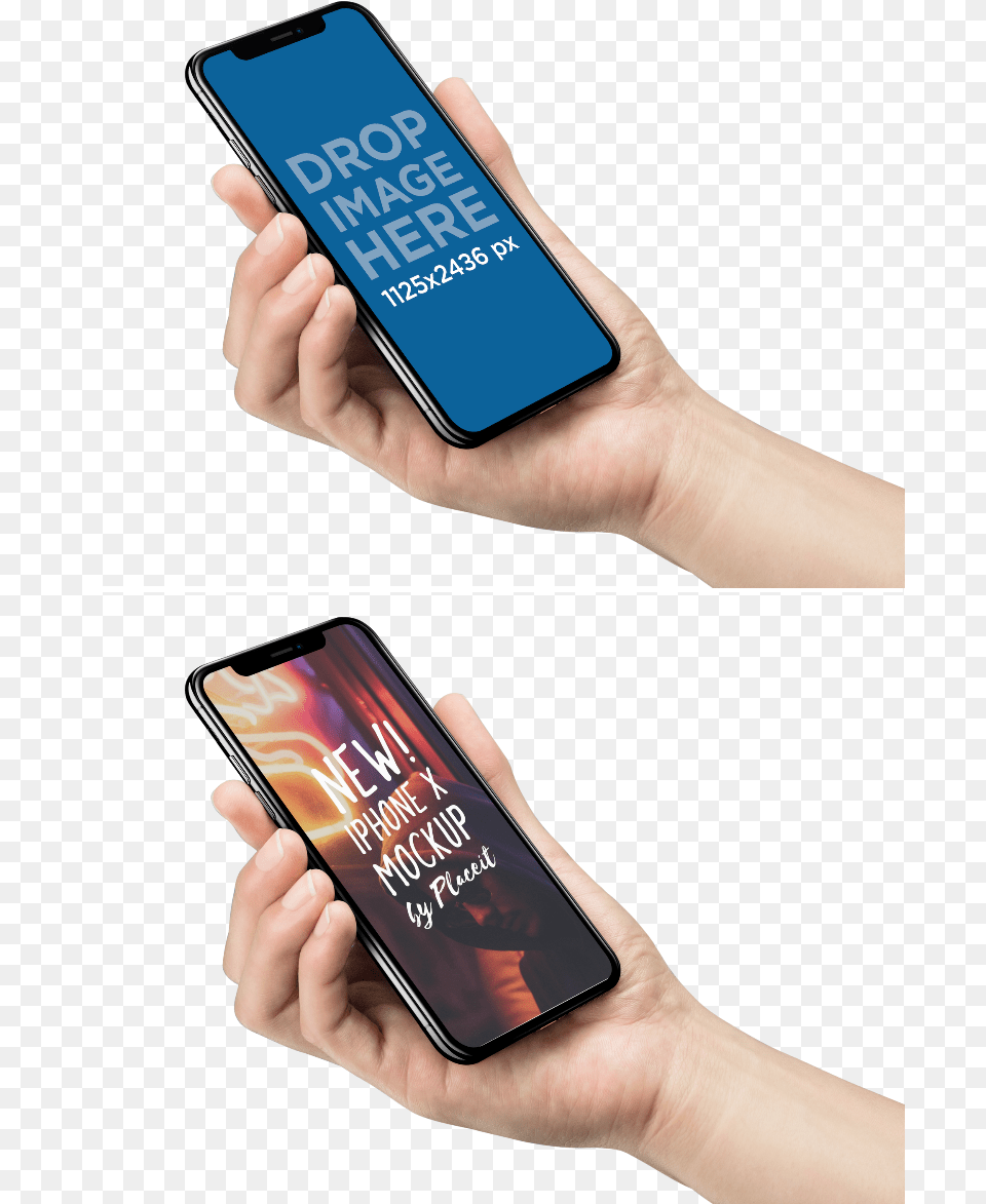 Iphone X Mockup Being Held Against Mockup Iphone In Hands, Electronics, Mobile Phone, Phone, Adult Png