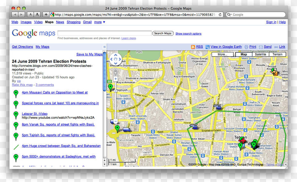 Iranian Protests July 24 Google Map Iran, Electronics, Chart, Plot, Gps Free Png Download