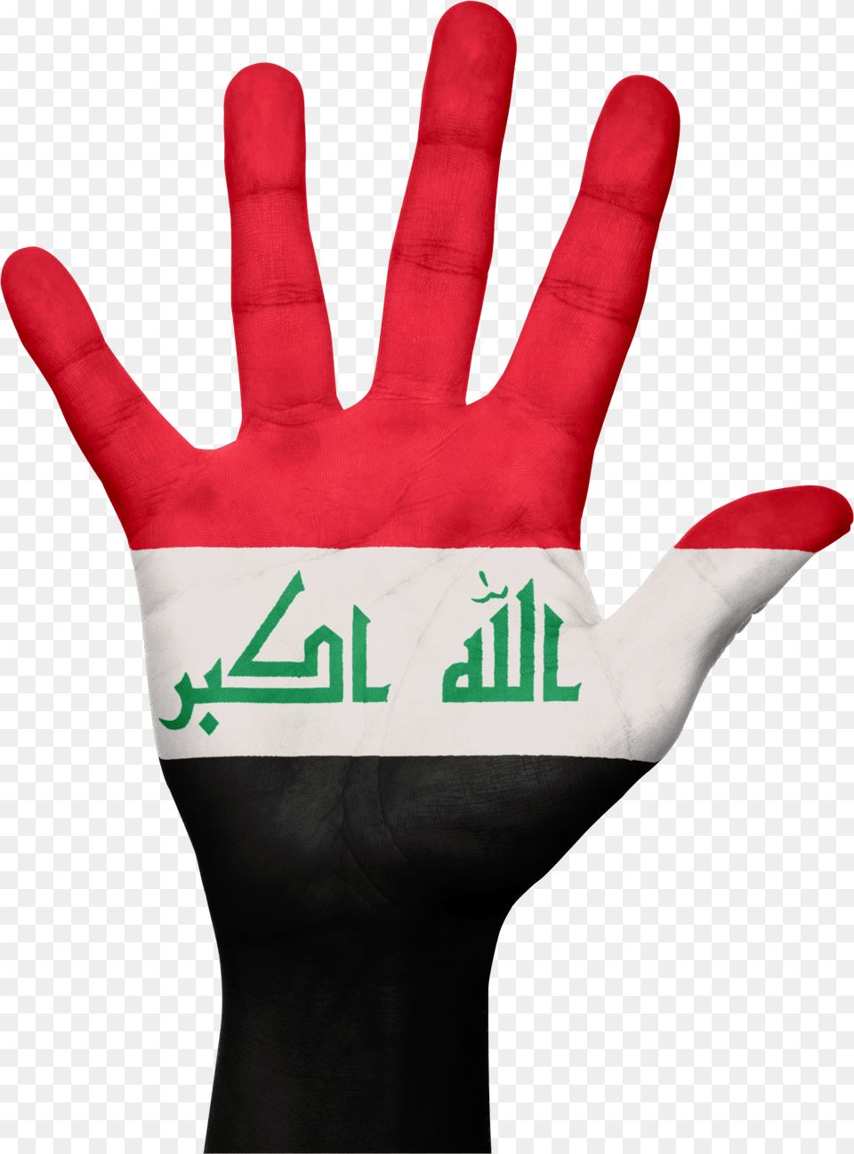 Iraq Flag Hand Symbol National Iraq Flag, Clothing, Glove, Body Part, Finger Png Image