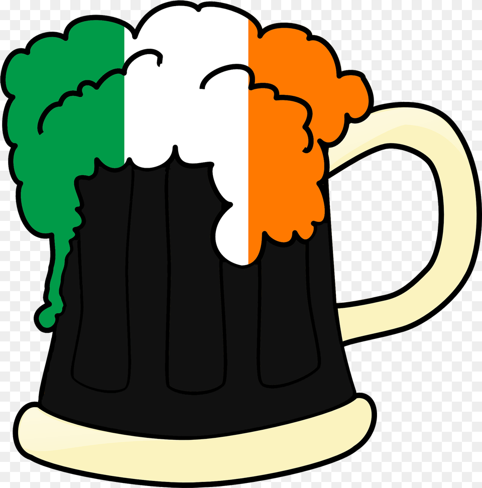 Ireland Beer Irish Green Saint Celebration Day Beer Stein Clipart, Cup, Alcohol, Beverage, Person Png Image