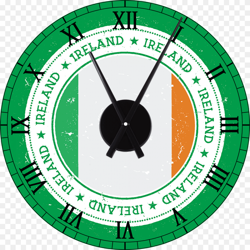 Ireland Grunge Flag Wall Clock Decal And Mechanism Clock Face Template, Analog Clock, Disk Free Png