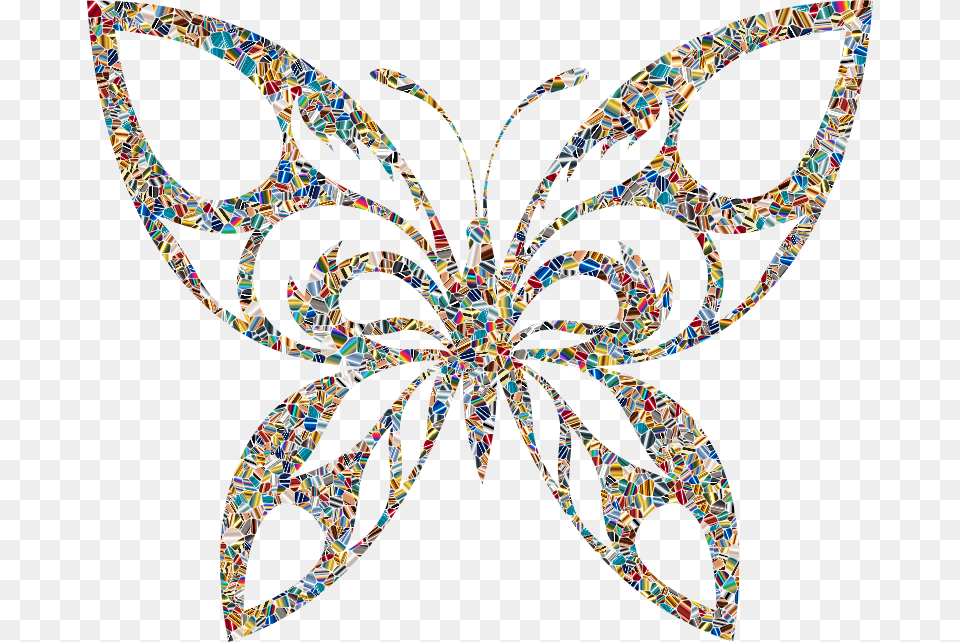 Iridescent Psychedelic Tribal Butterfly Silhouette, Accessories, Art, Pattern, Jewelry Free Png