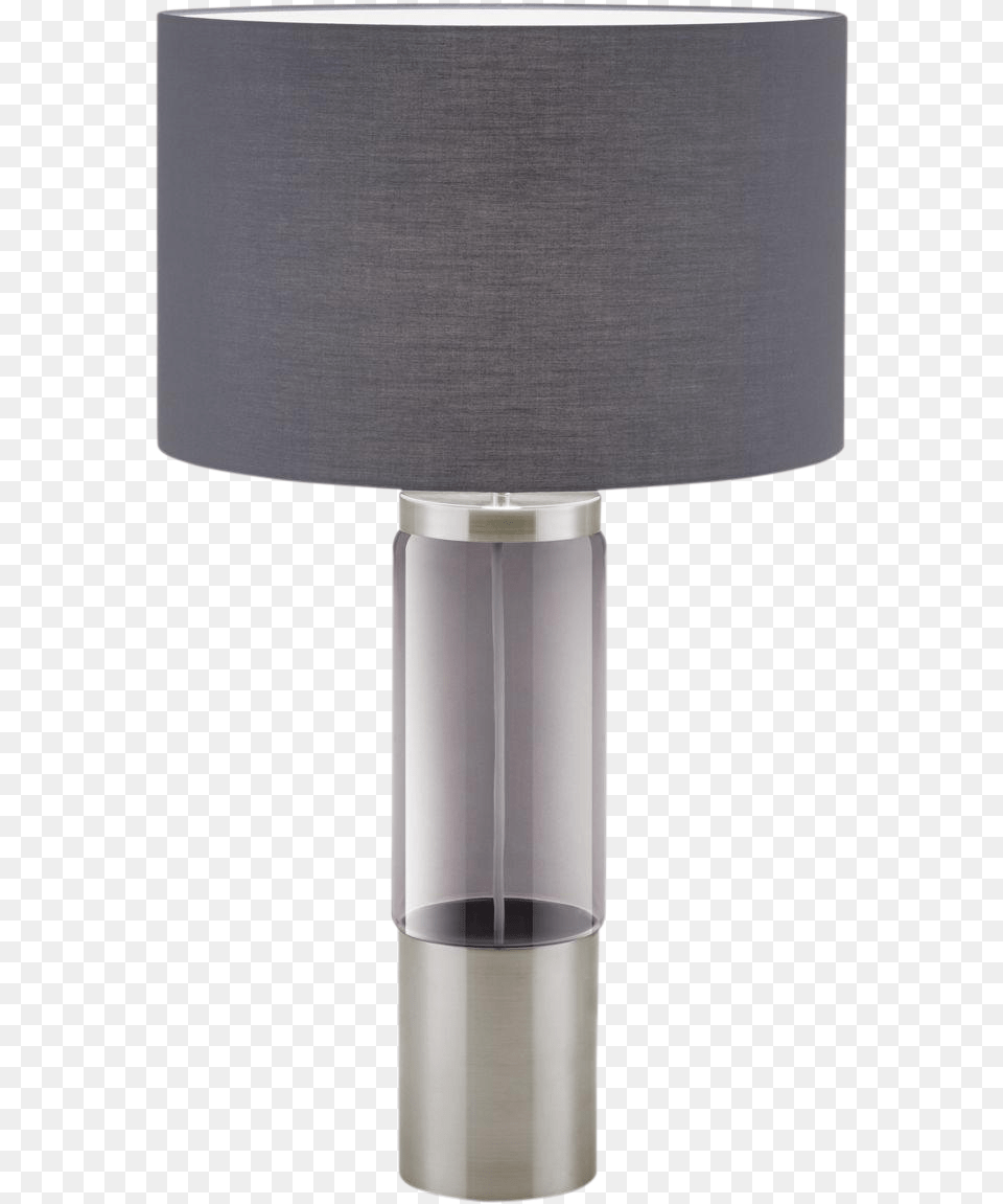 Iridescent Smoke Glass Tubular Shaped Lamp In Brushed Lampshade, Table Lamp Free Png