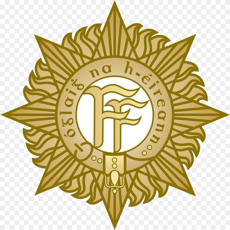 Irish Defence Forces Cap Badge Badge Irish Defence Forces, Gold, Logo, Symbol, Emblem Free Transparent Png