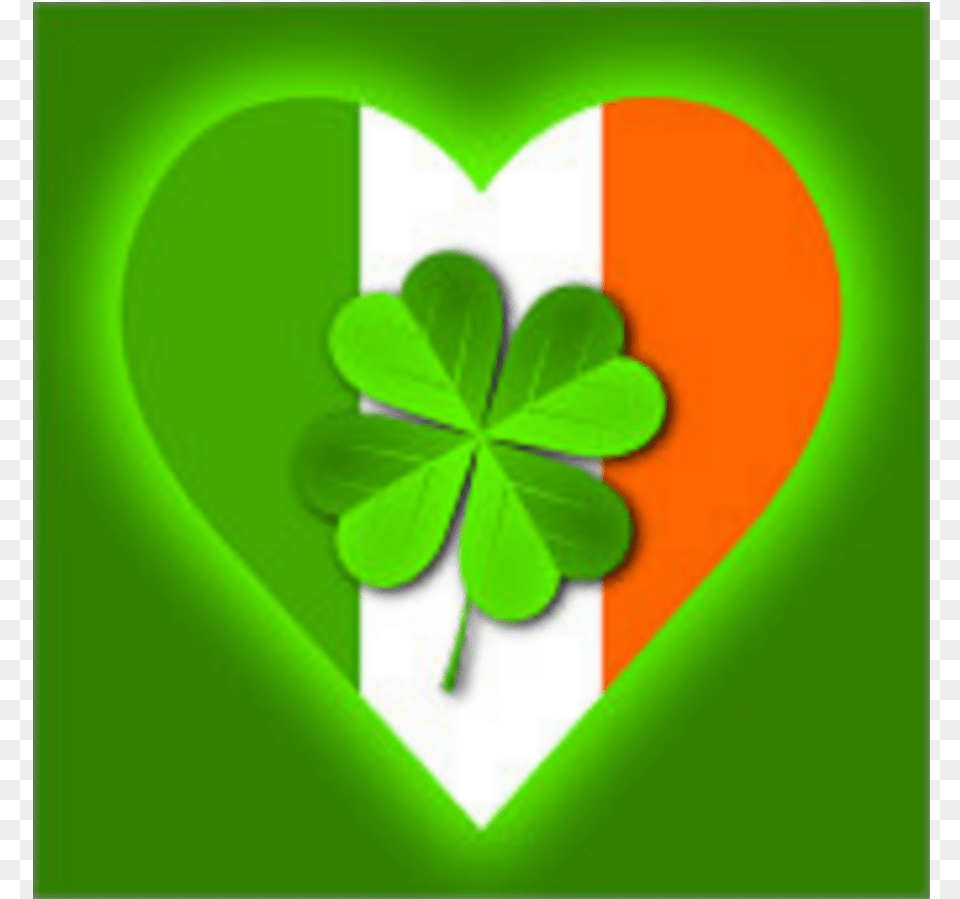 Irish Flag Heartshaped Green Orange White Clover Shamrock, Leaf, Plant Free Png