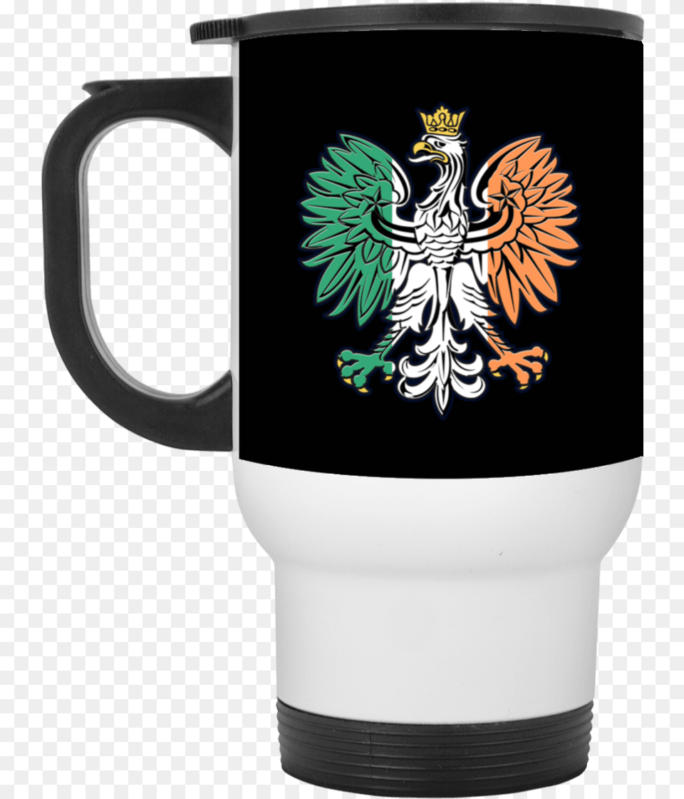 Irish Flag Polish Eagle White Travel Mug Poland, Cup, Stein, Poultry, Fowl Png