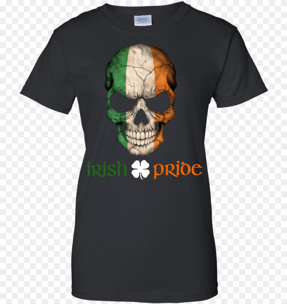 Irish Flag Skull Irish Flag Skull On Black Sticker, Clothing, T-shirt, Shirt, Adult Png Image