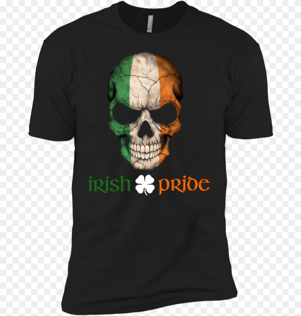 Irish Flag Skull Skull, Clothing, T-shirt, Adult, Male Free Png