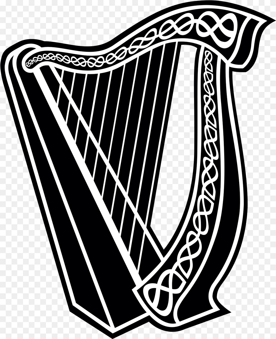 Irish Harp Black And White, Musical Instrument Free Png Download