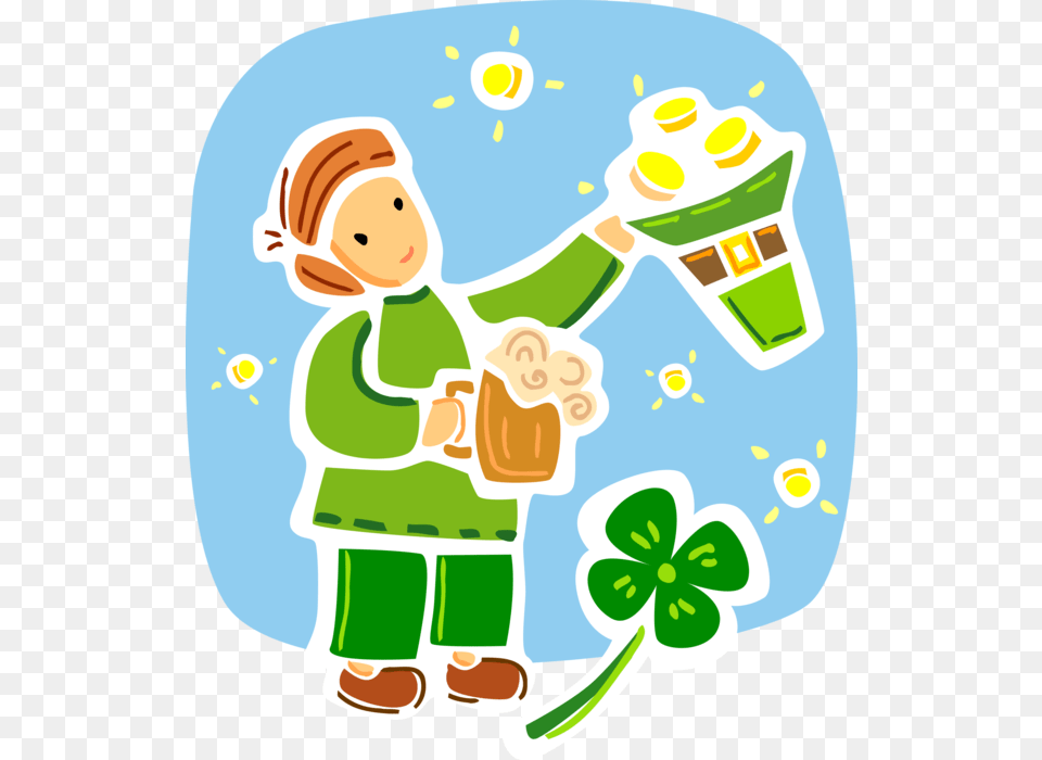 Irish Leprechaun Fairy Drinks Beer, Baby, Person, Outdoors, Art Free Png