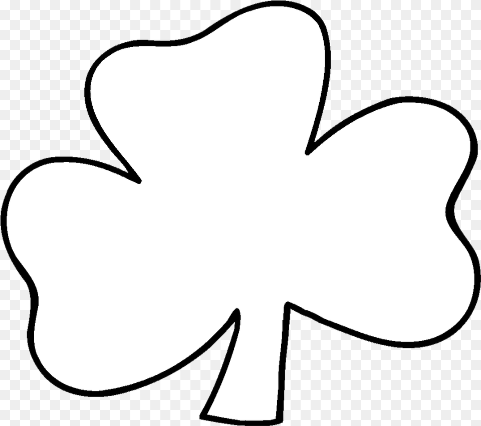 Irish Shamrock Clip Art Black And White White Shamrock Black Background, Silhouette, Stencil, Flower, Plant Free Png Download