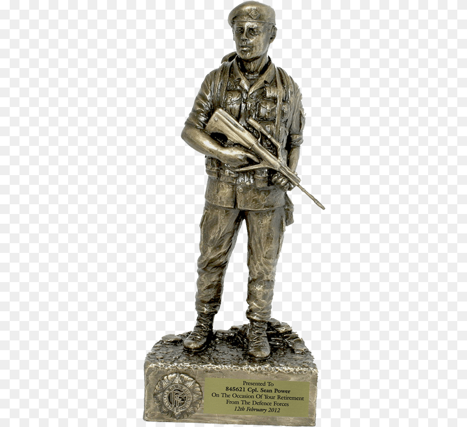 Irish Soldier Figure In Beret Cefo Soldier, Adult, Bronze, Male, Man Free Png