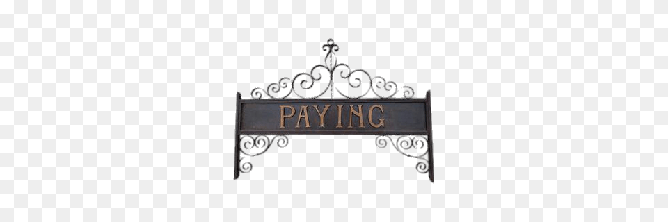 Iron And Bronze Bank Sign, Gate, Bench, Furniture Free Transparent Png