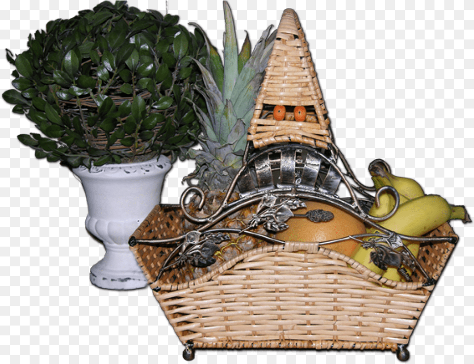 Iron And Ratan Gift Basket Gift Basket, Plant, Potted Plant, Food, Fruit Free Transparent Png