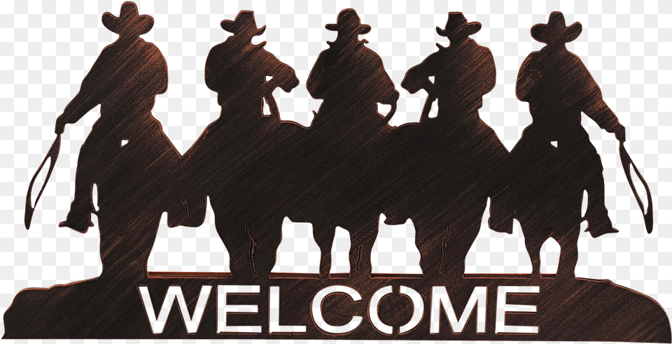 Iron Cowboy Welcome Sign Coat Rack, People, Person, Clothing, Hat Png
