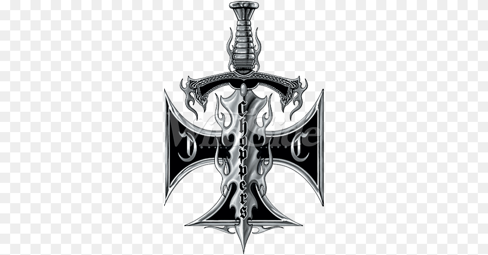 Iron Cross With Sword Chopper, Weapon, Symbol, Blade, Dagger Free Png Download