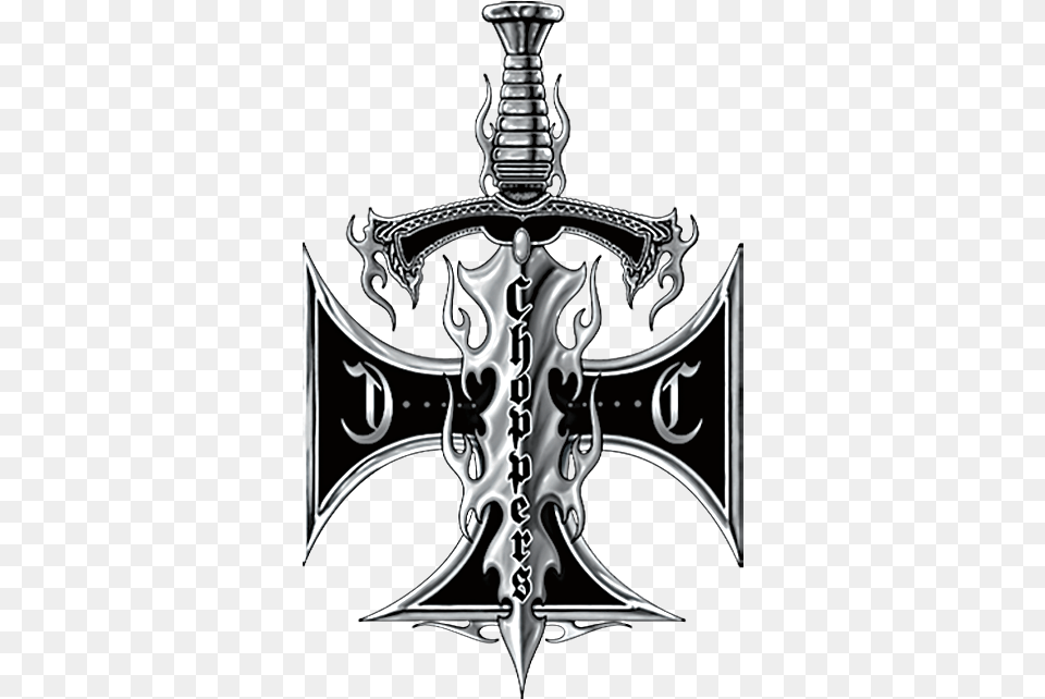 Iron Cross With Sword Chopper Cross, Weapon, Symbol, Blade, Dagger Png Image