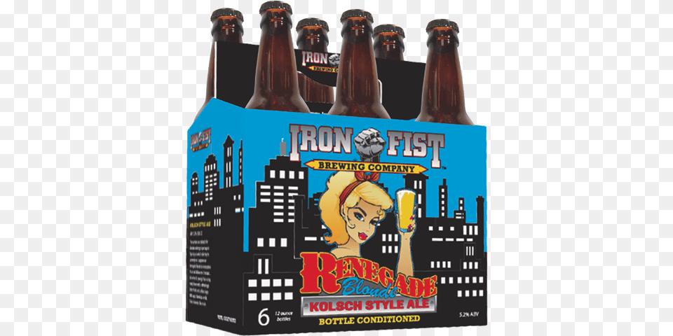Iron Fist Brewing Renegade Blonde Kolsch Style Ale Beer, Alcohol, Beer Bottle, Beverage, Bottle Free Png