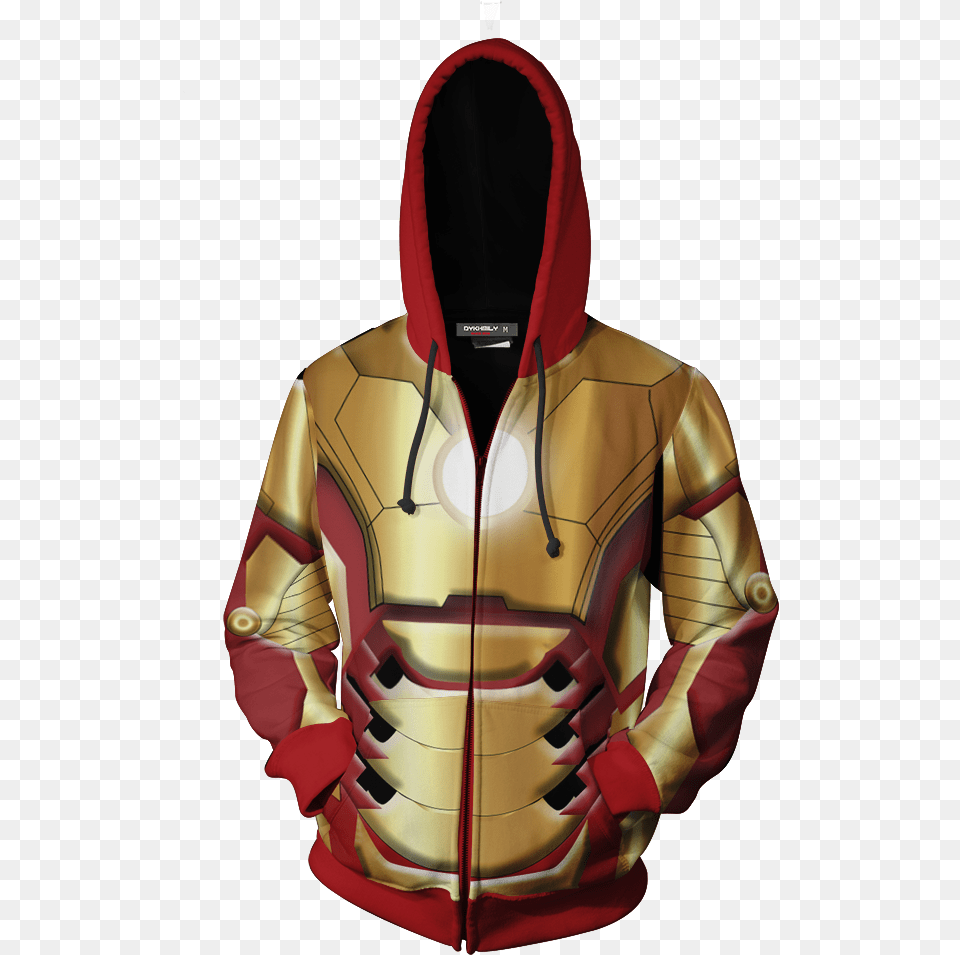 Iron Man 3 Mark Xlii Cosplay Zip Up Hoodie Jacket Transformers Hoodie, Clothing, Coat, Sweatshirt, Hood Free Transparent Png