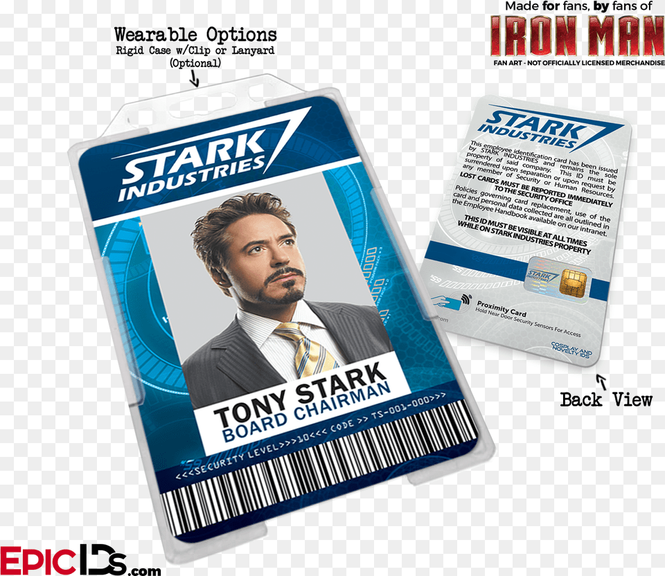 Iron Man Avengers Inspired Stark Industries Cosplay Stark Industries Pepper Potts Id Card, Text, Person, Male, Adult Free Png