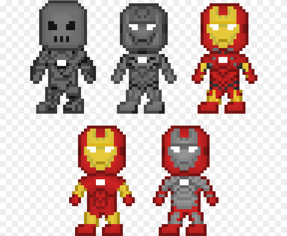 Iron Man Mark I V Iron Man Pixel Art Marks, Person, Robot, Toy, Head Free Png Download