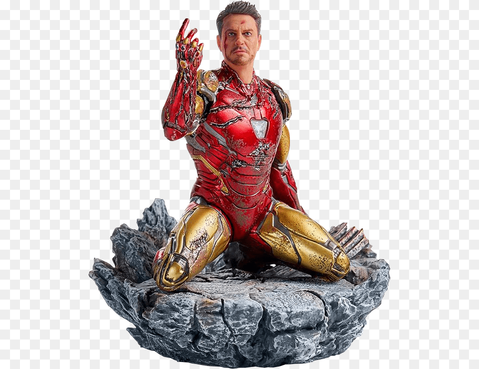 Iron Man Mark Lxxxv Deluxe 110th Scale Statue Iron Studios Iron Man Endgame, Figurine, Kneeling, Person, Adult Png Image