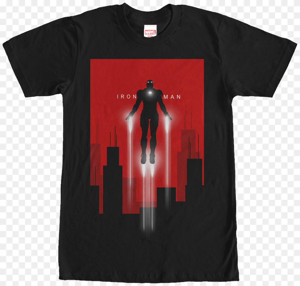 Iron Man Silhouette Flying T Shirt Star Wars Ep7 Bb 8 Droid, Clothing, T-shirt, Adult, Male Free Transparent Png