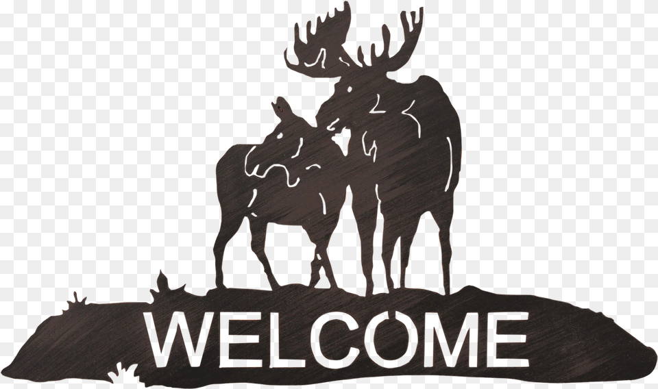 Iron Moose Welcome Sign Coat Rack, Animal, Wildlife, Mammal, Deer Png Image