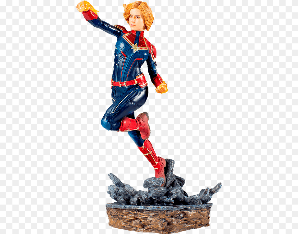 Iron Studios Captain Marvel Statue Capit Marvel Iron Studios, Figurine, Adult, Female, Person Png Image