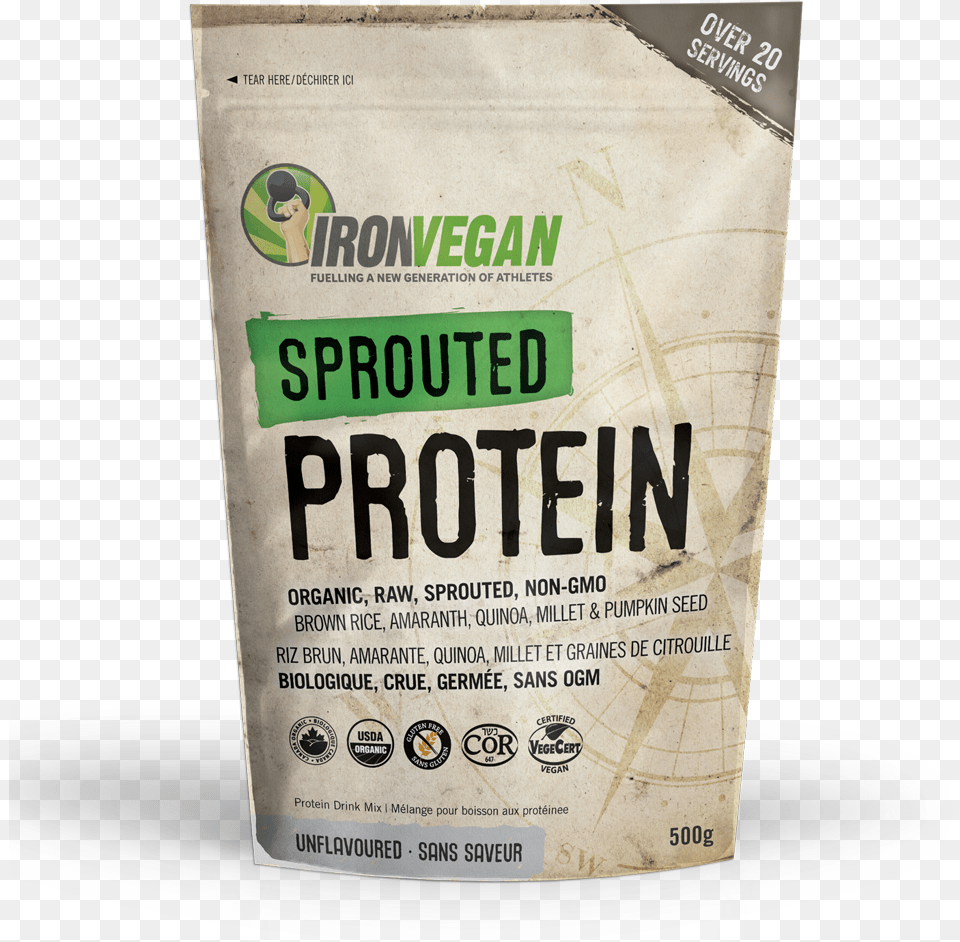 Iron Vegan Sprouted Protein Iron Vegan Sprouted Protein Natural, Advertisement, Poster, Person, Herbal Png