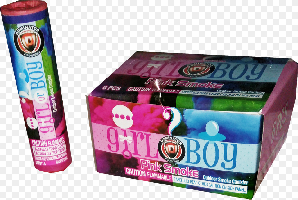Is It A Boy Or Girl Pink Smoke 6 Pack Pink Bombs Gender Reveal Party, Gum, Can, Tin, Box Png