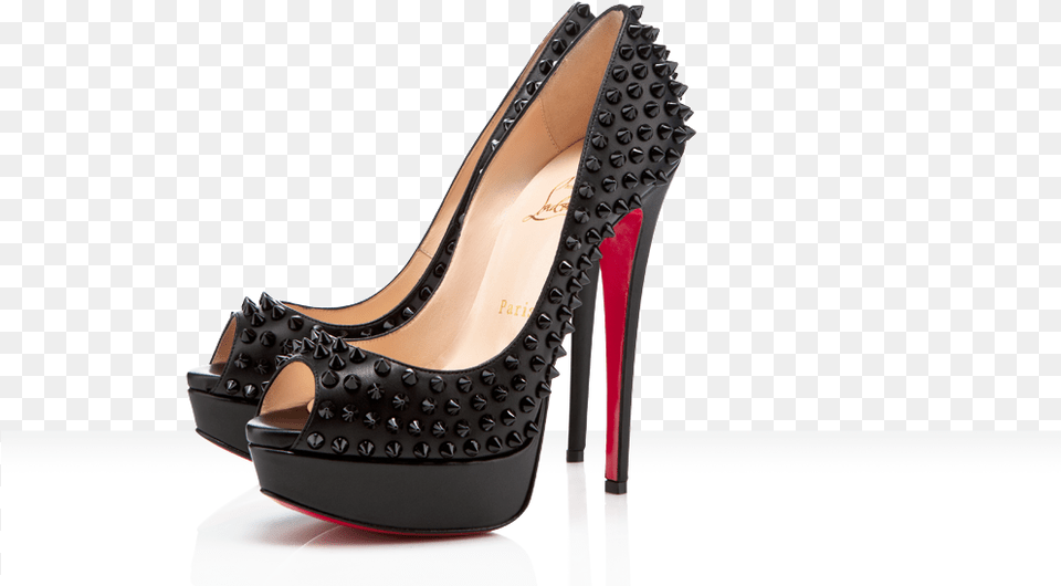 Is This Your First Heart Christian Louboutin Lady Peep Black Spike, Clothing, Footwear, High Heel, Shoe Png Image