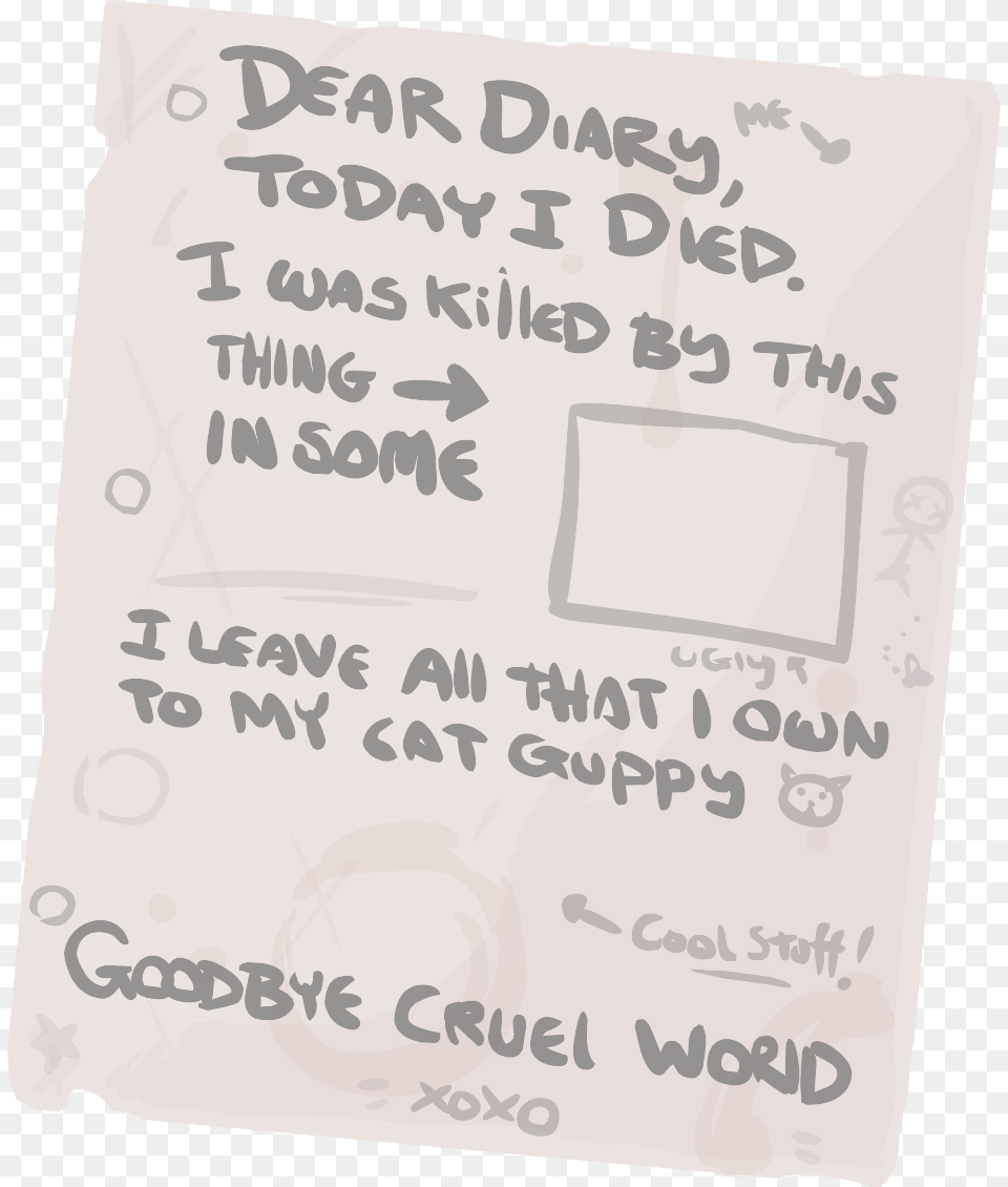 Isaac S Last Will Is The Game Over Screen Of The Game Handwriting, White Board, Text Free Png