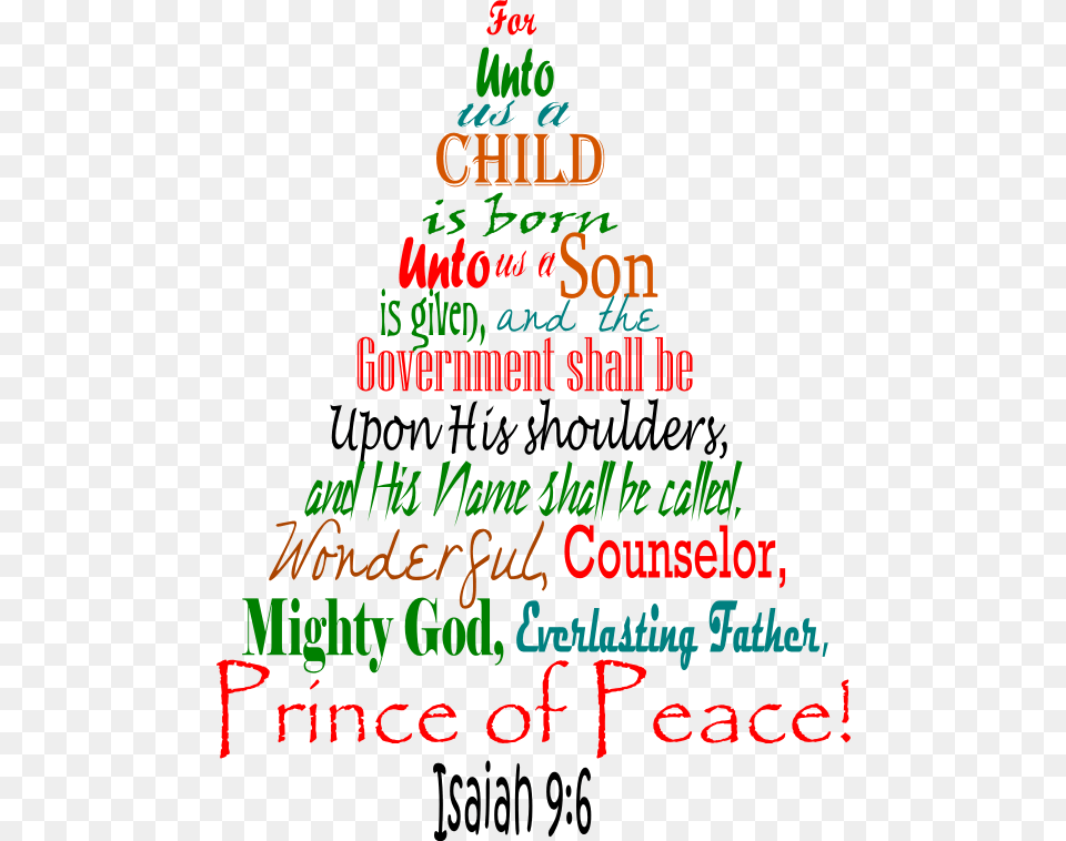 Isaiah 9 6 Christmas Tree, Text Png Image