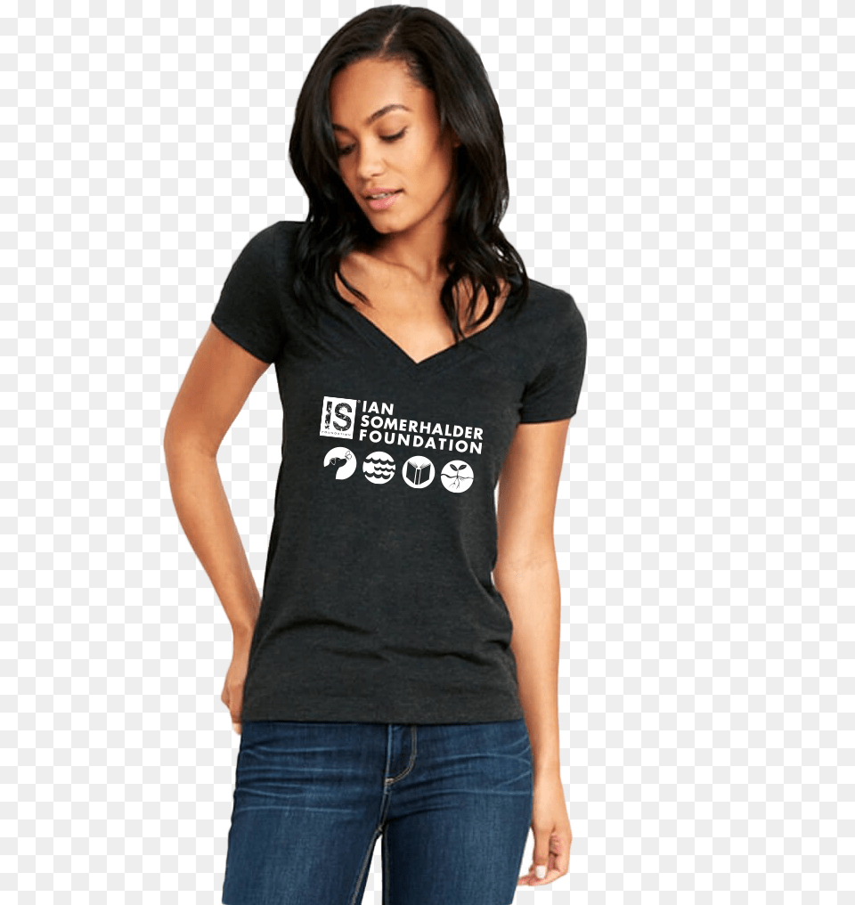 Isf Mission Slim Fit Vneck Reebok Shoot Women, Clothing, T-shirt, Adult, Person Free Png Download