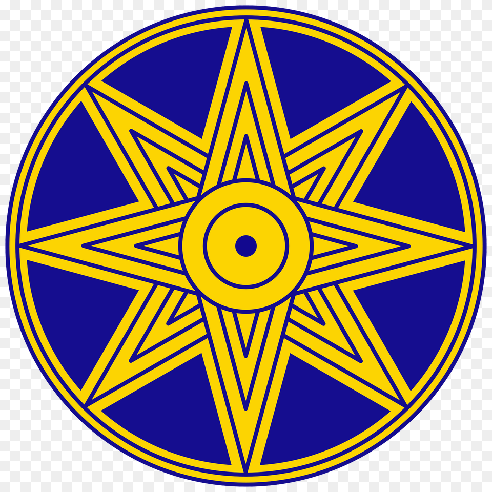 Ishtar Star Symbol Encircled Clipart, Star Symbol, Road Sign, Sign, Logo Free Png Download