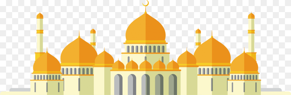 Islamic Decorative Painting And Vector Mosque Vector Yellow, Architecture, Building, Dome Free Transparent Png
