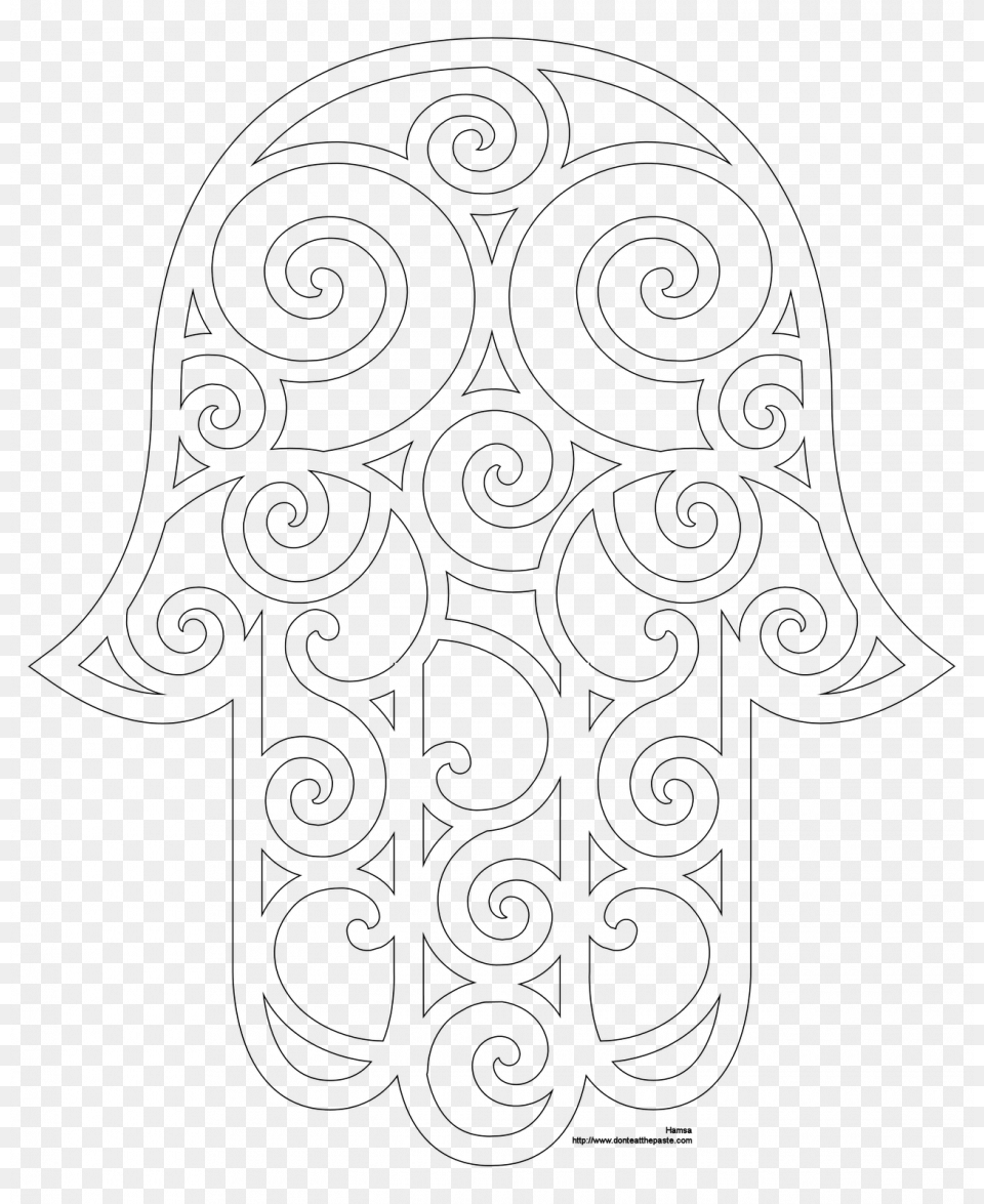 Islamic Patterns Coloring Pages Hand Of Fatima Stencil, Gray Free Png Download