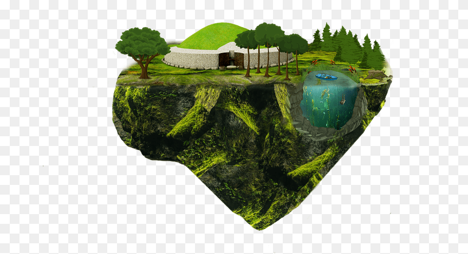 Island Float Sky Landscape Trees Lake Stone, Outdoors, Nature, Green, Land Png Image