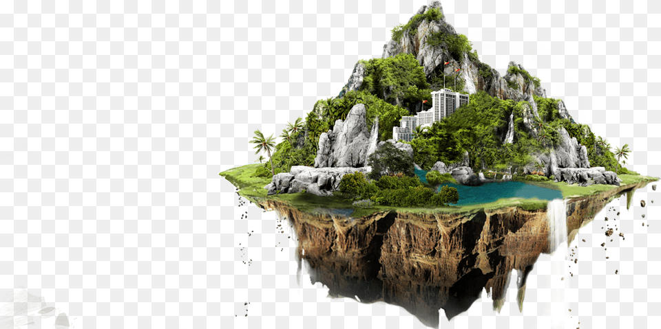 Island Floating Download Hd Clipart Floating Island, Water, Tree, Sea, Plant Free Transparent Png