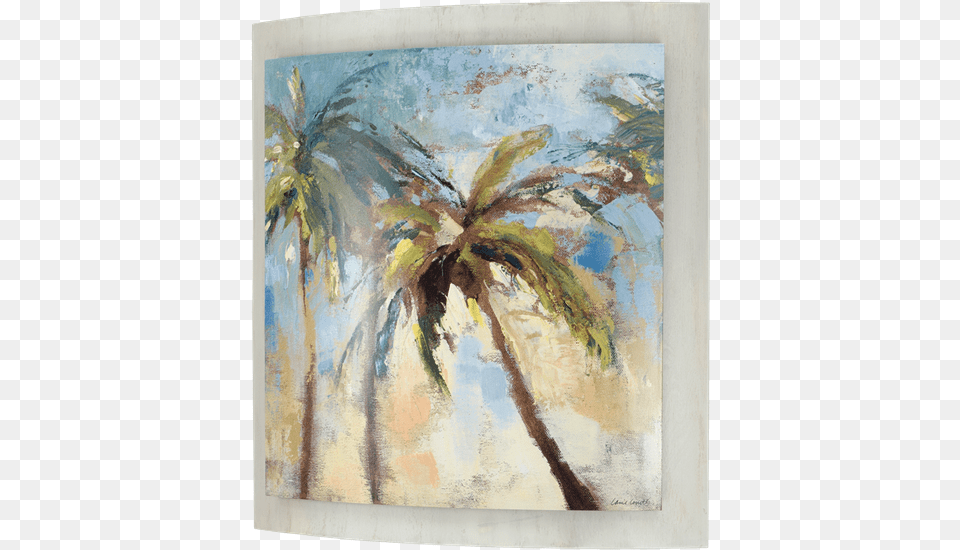 Island Ii Convex 29quot X 51quot Island Morning Palm Trees Textured Framed, Art, Painting, Plant, Tree Png Image