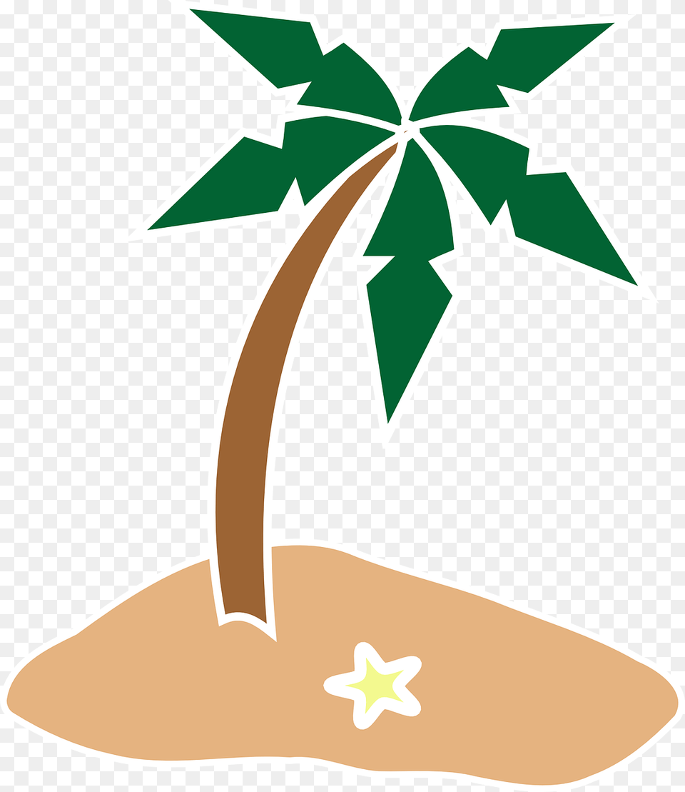 Island Palm Tree Coconut Tree Island Starfish Sum, Leaf, Plant, Flower, Animal Free Png Download