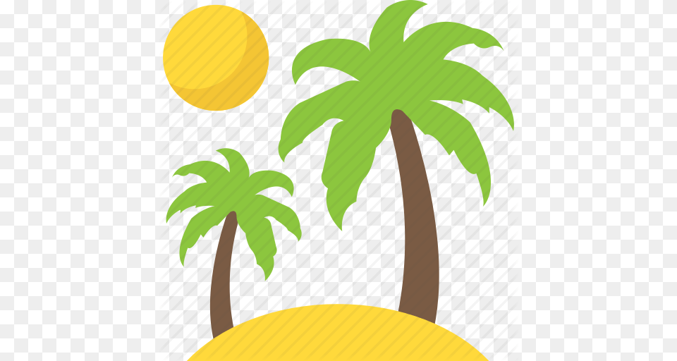 Island Palm Tree Sand Tree Travelling Tropical Tree Icon, Leaf, Palm Tree, Plant, Food Free Png