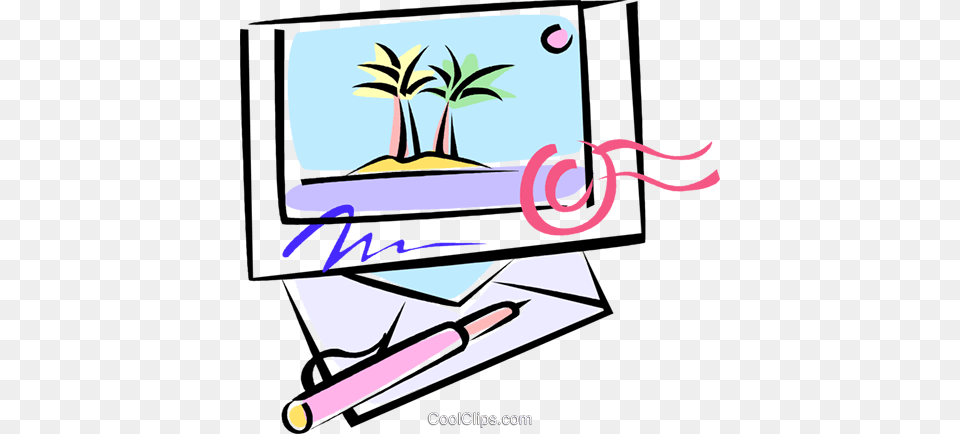 Island Postcard Royalty Vector Clip Art Illustration, Electronics, Screen, Computer Hardware, Hardware Free Png Download