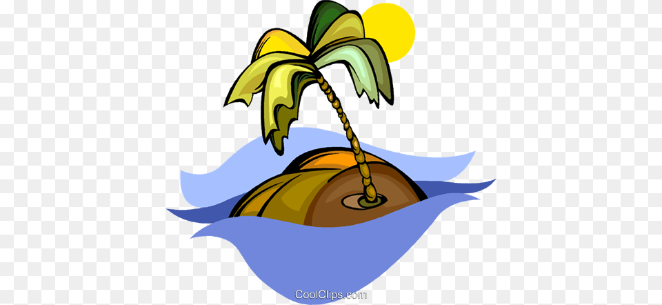 Island With Palm Tree Royalty Vector Clip Art Illustration, Food, Fruit, Outdoors, Plant Png Image
