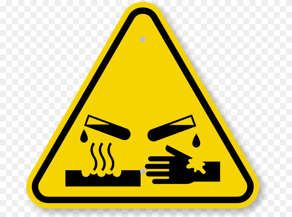 Iso Corrosive Materials Warning Sign Symbol, Road Sign Free Png Download